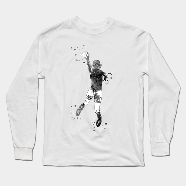 Female Handball Player Long Sleeve T-Shirt by RosaliArt